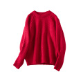 PK18D09YF woman crew neck open stitch sweater